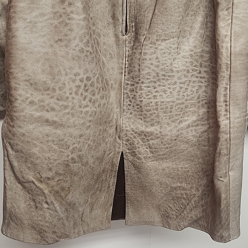 Firenze Santa Barbara VINTAGE stylish taupe leather jacket AND matching skirt - Picture 10 of 12